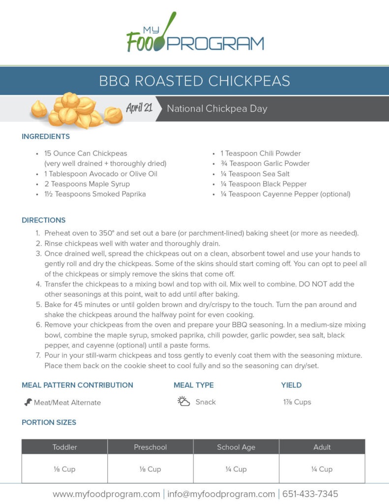 My Food Program BBQ Roasted Chickpeas Recipe