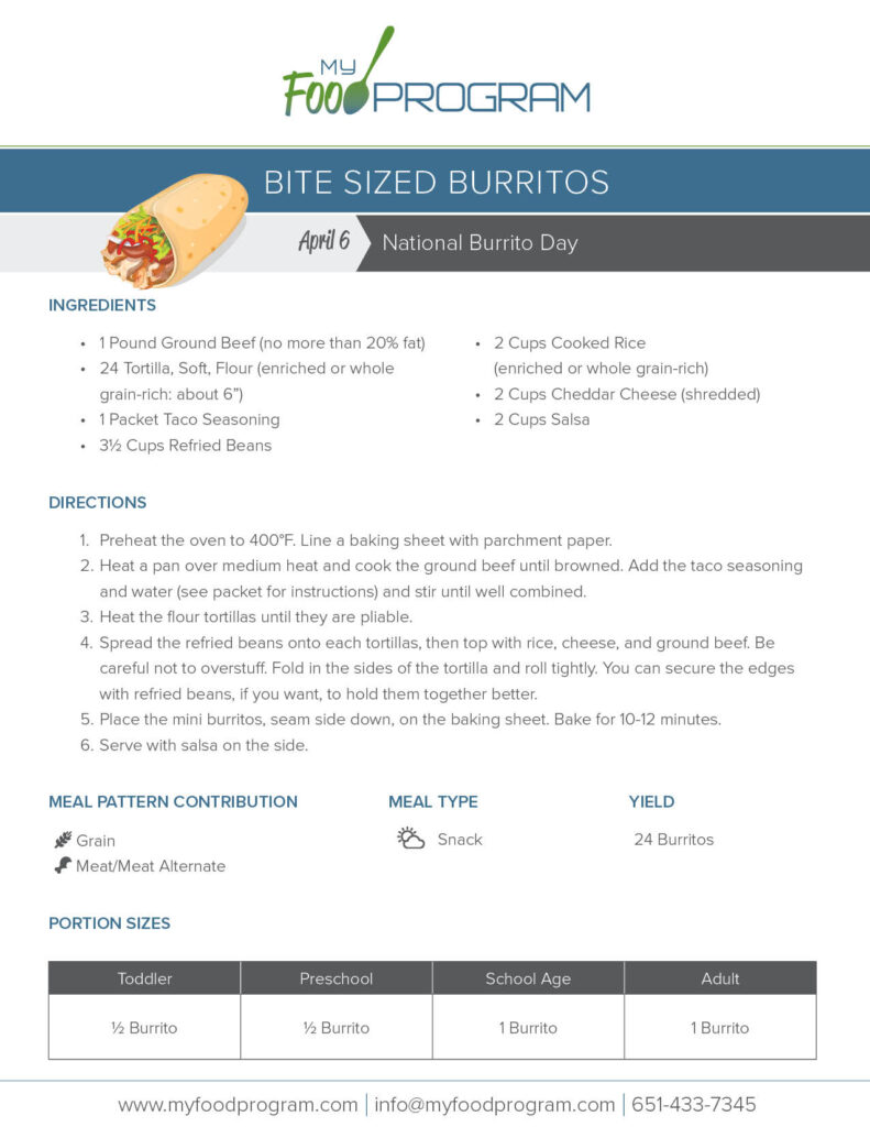 My Food Program Bite Sized Burritos Recipe