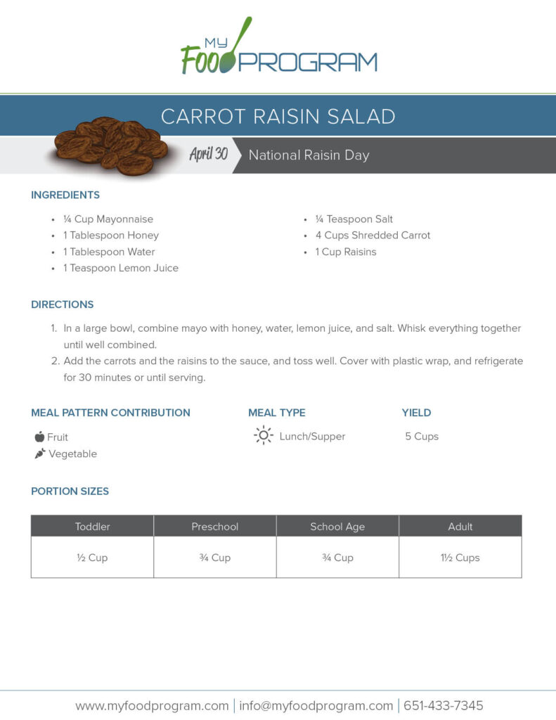 My Food Program Carrot Raisin Salad Recipe