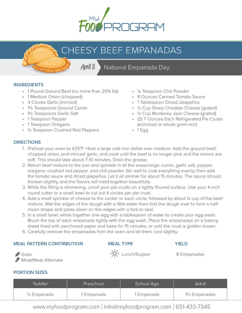 My Food Program Cheesy Beef Empanadas Recipe