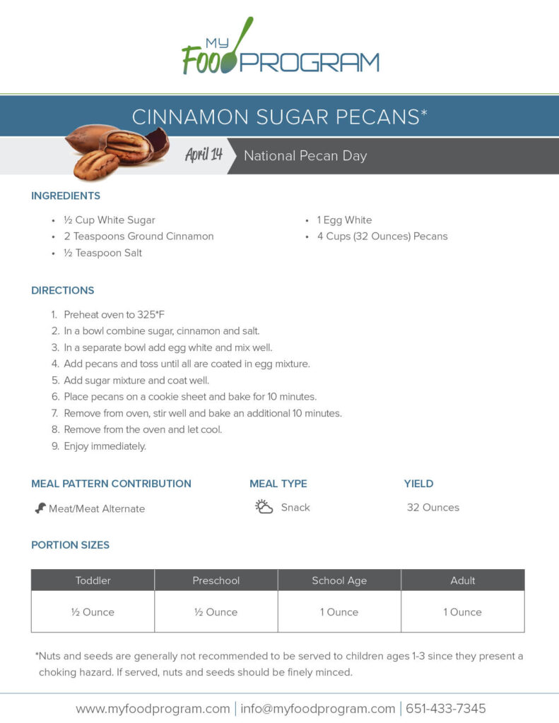 My Food Program Cinnamon Sugar Pecans Recipe