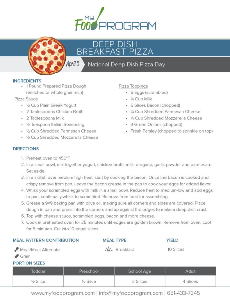 My Food Program Deep Dish Breakfast Pizza Recipe