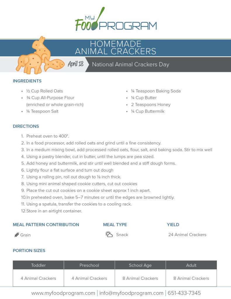 My Food Program Homemade Animal Crackers Recipe