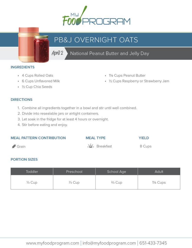 My Food Program PB&J Overnight Oats Recipe